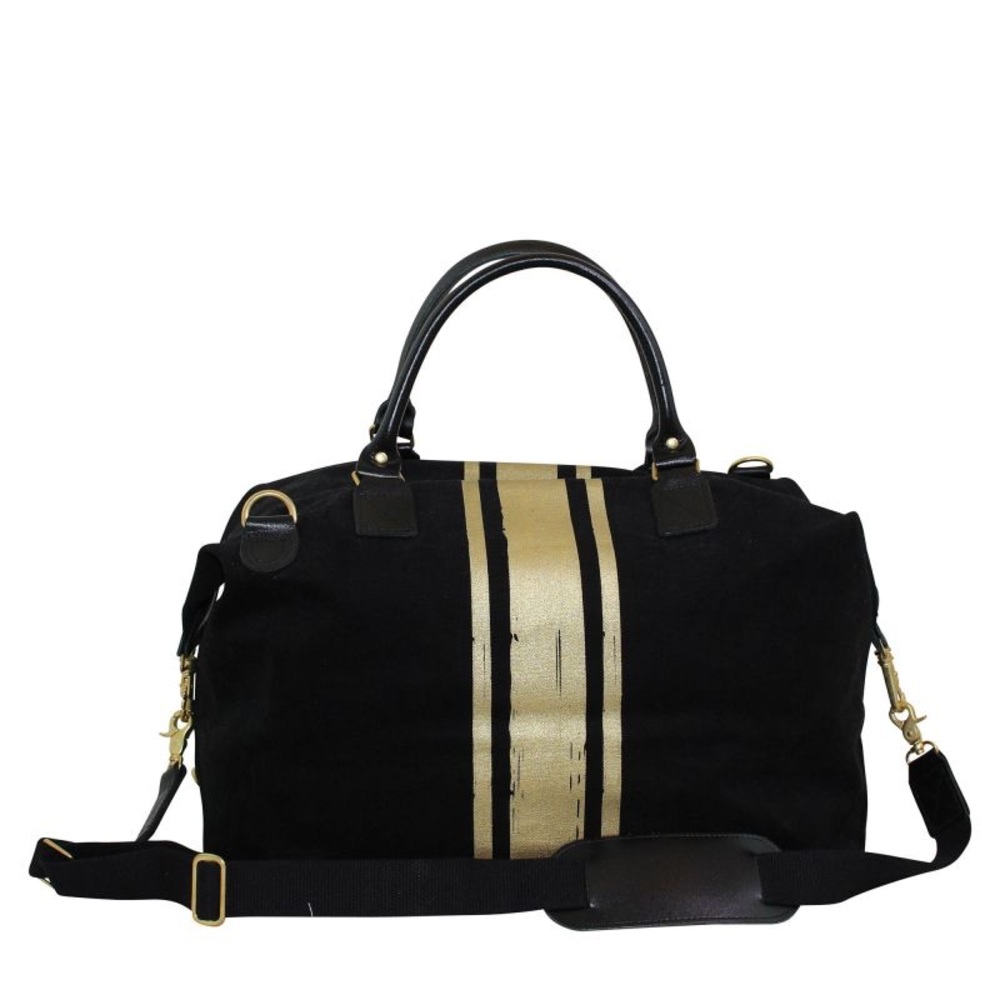 CB STATION Brushed Weekender, Black and Gold Metallic Duffel Bag, NWOT